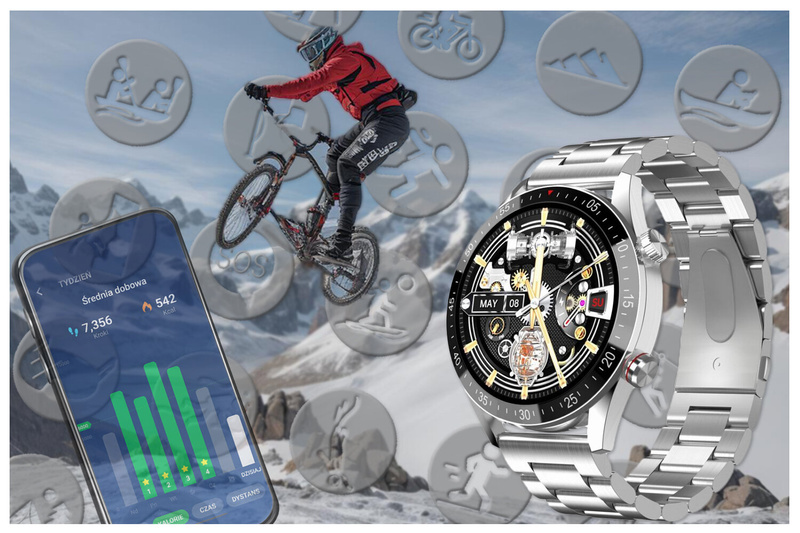 SMARTWATCH MĘSKI GRAVITY GT4-3 - WYKONYWANIE POŁĄCZEŃ, KROKOMIERZ (sg023c)