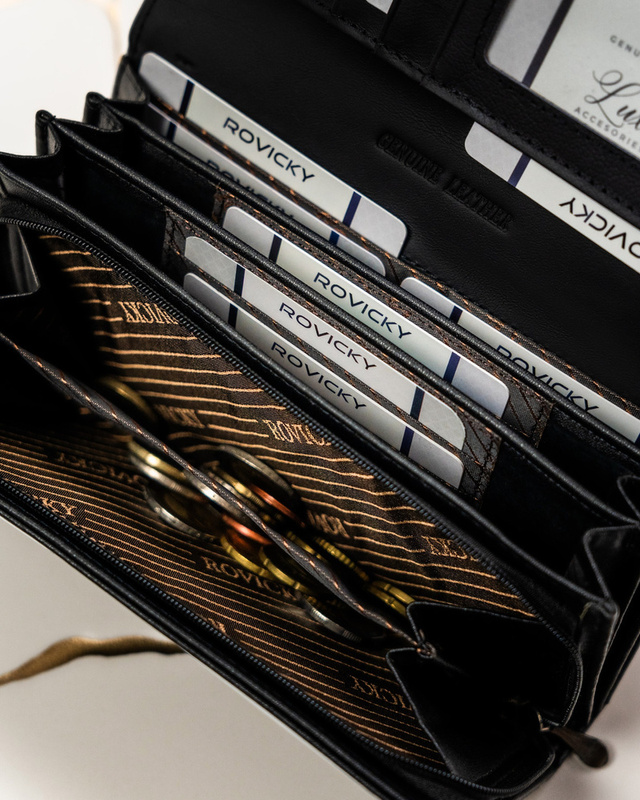 skóra naturalna + Damski portfel ze skóry ekologicznej Rovicky RPX-20A-3