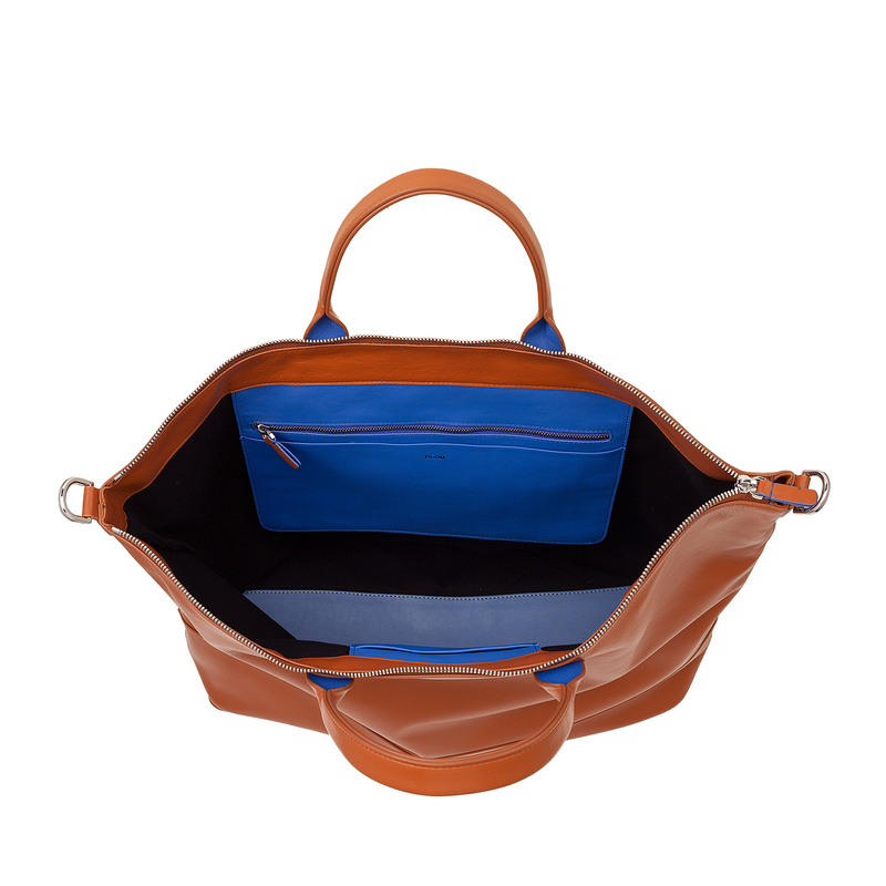 Pojemna damska shopperbag z kieszeniami skórzana dopinany pasek DUDU