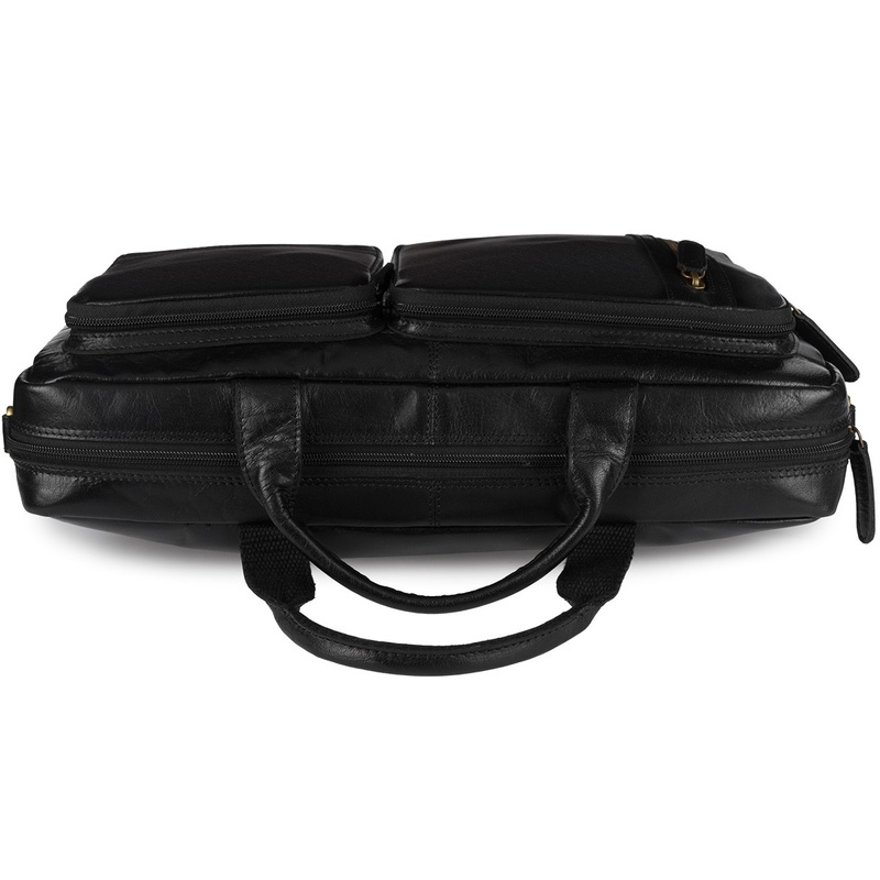 Torba męska skórzana na ramię laptopa duża biznesowa czarna Beltimore N07