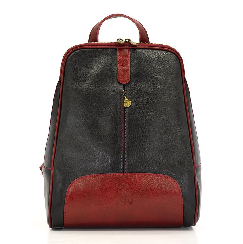 Florence Miejski Damski plecak skóra naturalna z kieszeniami na suwak