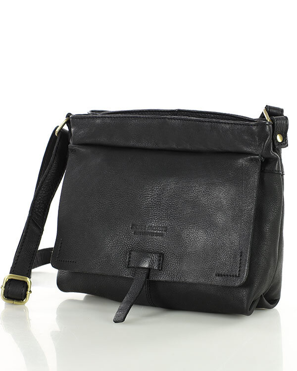 Torebka skórzana listonoszka damska messenger bag - MARCO MAZZINI czarny