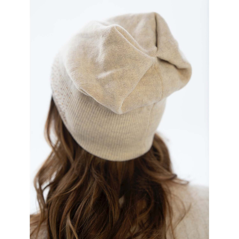 Czapka beanie z kryształkami beżowa - Peterson