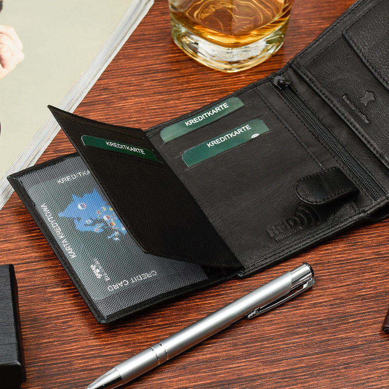 Męski portfel skórzany klasyczny RFiD czarny Beltimore K45