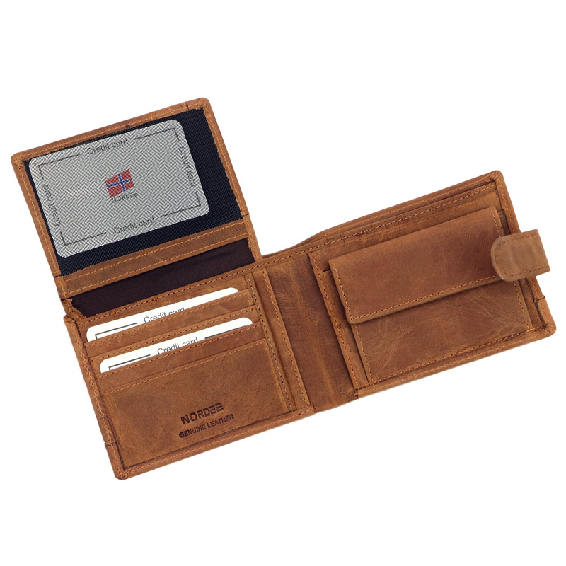 Nordee portfel męski skóra naturalna rozbudowany zamykany na zatrzask