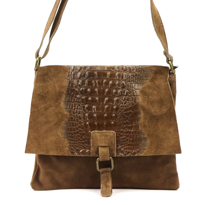 Vera Pelle damska listonoszka skórzana torebka na ramię skóra krokodyla