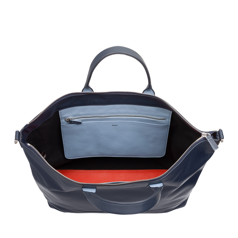 Pojemna damska shopperbag z kieszeniami skórzana dopinany pasek DUDU