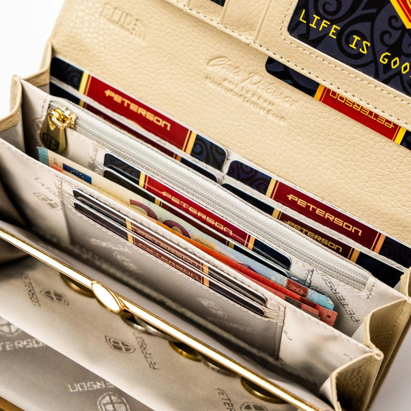 skóra naturalna + Damski portfel ze skóry ekologicznej Peterson PTN PS122-MLF