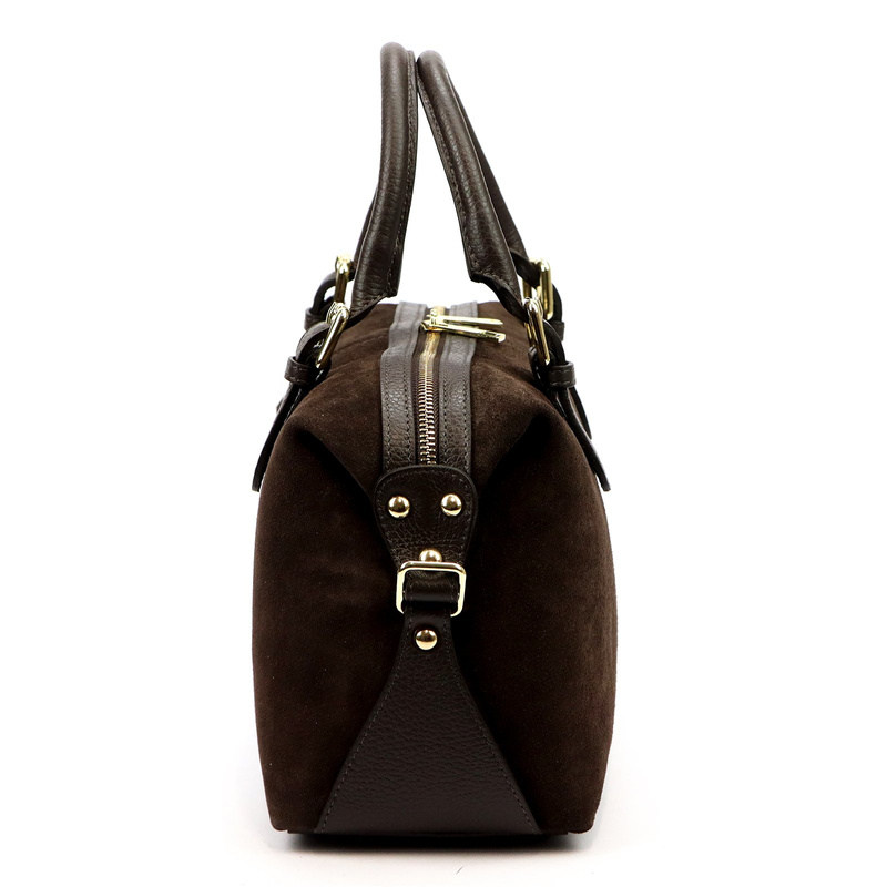 Vera Pelle damska torebka do ręki skóra naturalna kuferek z paskiem