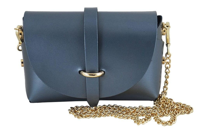 Modna listonoszka wizytowa skórzana - Srebrna