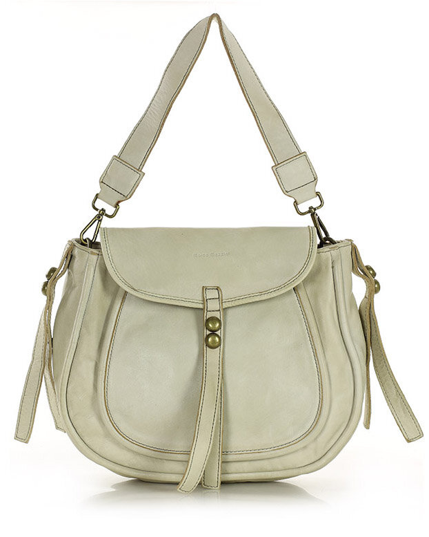 Marco Mazzini Torebka classic saddle bag ze skóry naturalnej na ramie beż taupe