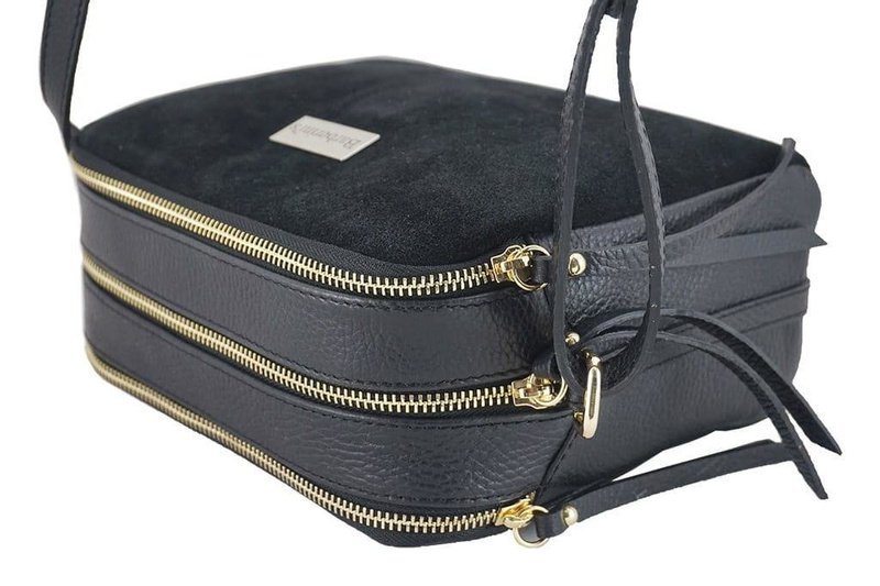 Damska skórzana listonoszka włoska - Zielona ciemna