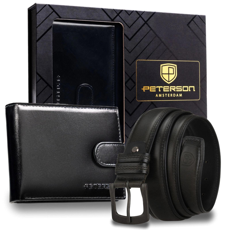 Meski zestaw prezentowy skóra naturalna Peterson PTN SET N992L-32-125-BW