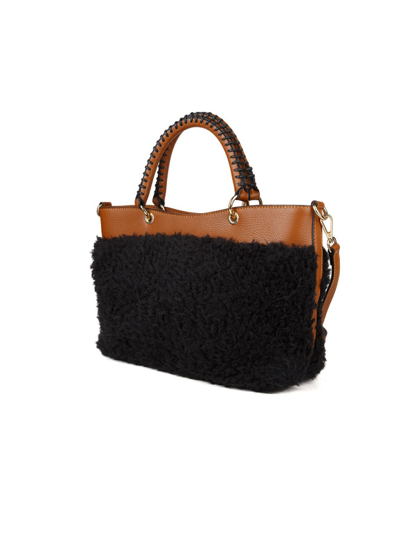 Damska torebka tote Giulia Monti GM1603 czarno-koniakowa