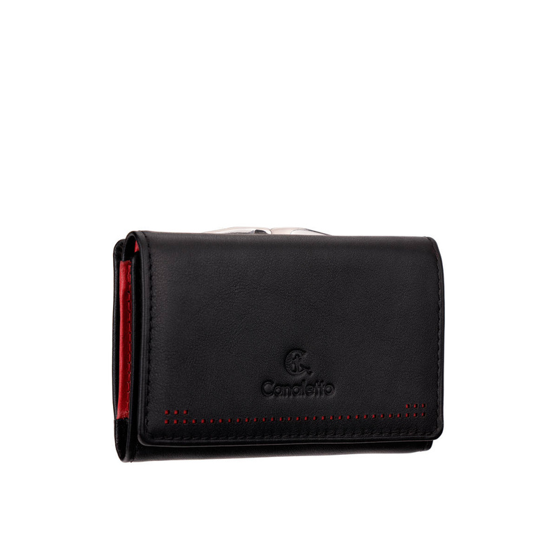 Czarny damski portfel Canaletto z perforacją laserową PD1223P51