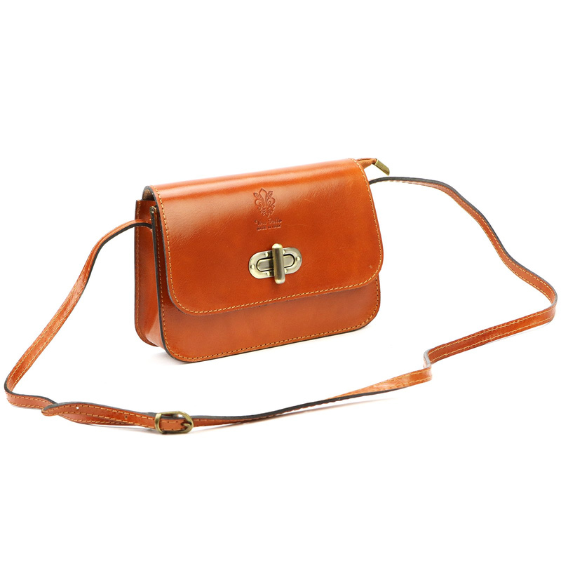 Florence Skórzana elegancka damska listonoszka torebka na ramię z klapą