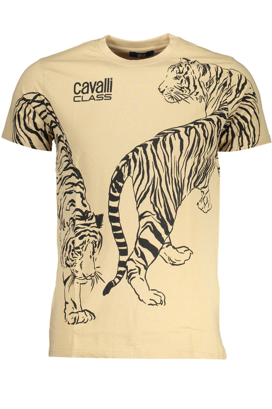 T-SHIRT M�SKI Z KR�TKIM R�KAWEM KLASY CAVALLI BE�OWY