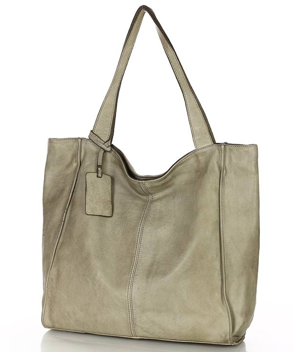 MARCO MAZZINI Torebka miejski shopper bag skóra naturalna handmade beżowa cappuccino