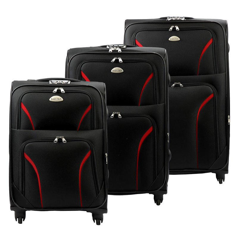 EASY TRIP zestaw podróżnych trzech walizek na kółkach materiałowe