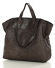 Torba damska pleciona shopper & shoulder leather bag - MARCO MAZZINI brąz caffe