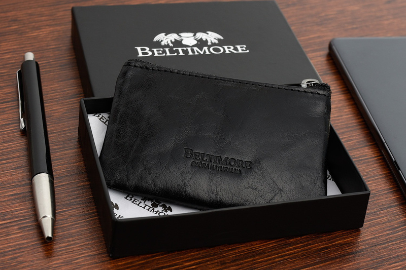 Brązowe skórzane etui na klucze z pudełkiem Beltimore E44