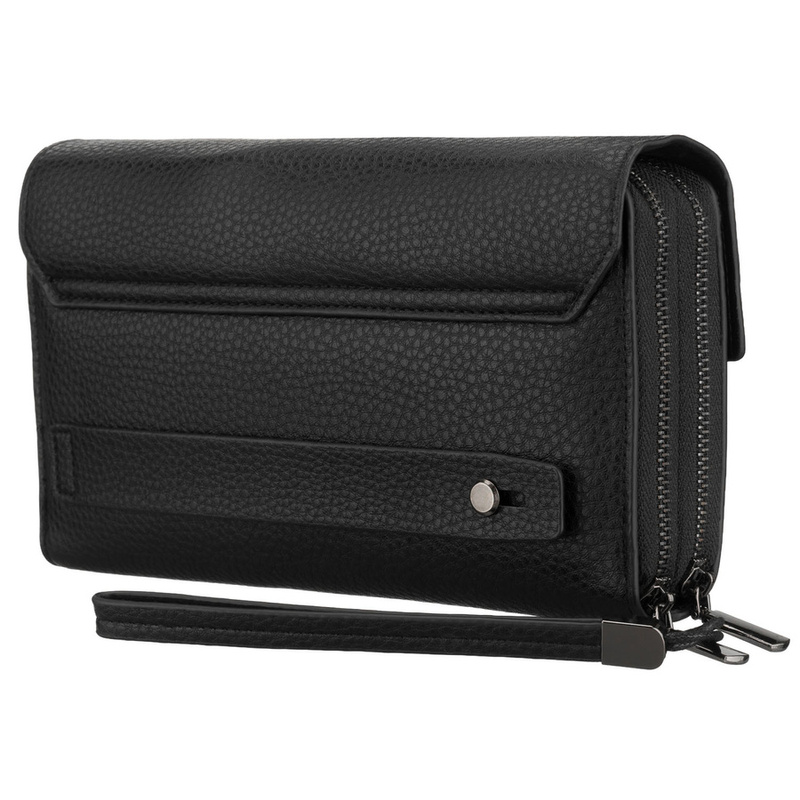 Czarna saszetka męska ze skóry ekologicznej idealna na dokumenty - Rovicky