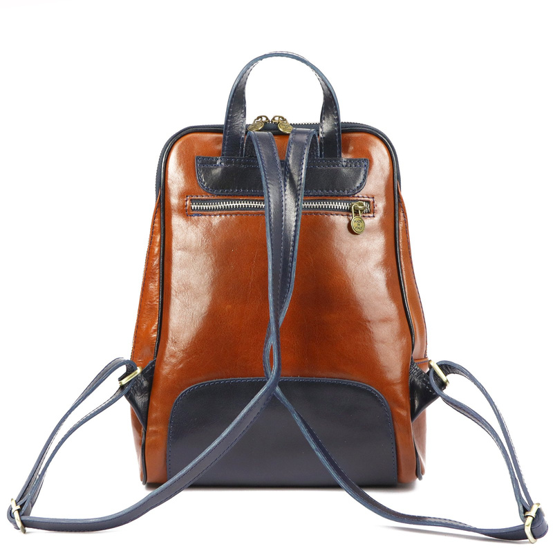 Florence Miejski Damski plecak skóra naturalna z kieszeniami na suwak