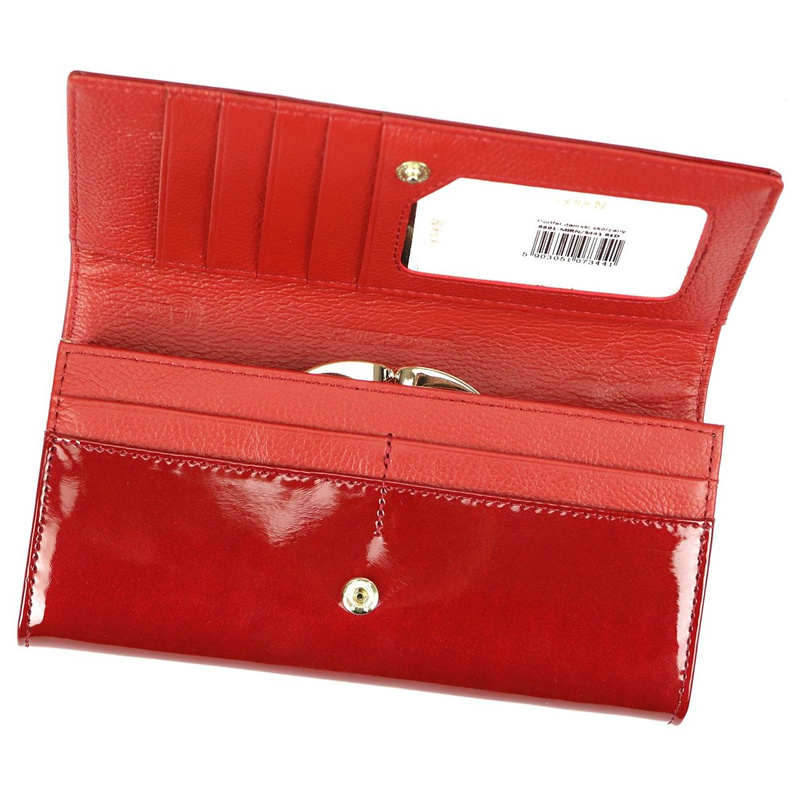 Rovicky portfel damski skóra naturalna lakierowana portmonetka duża RFID