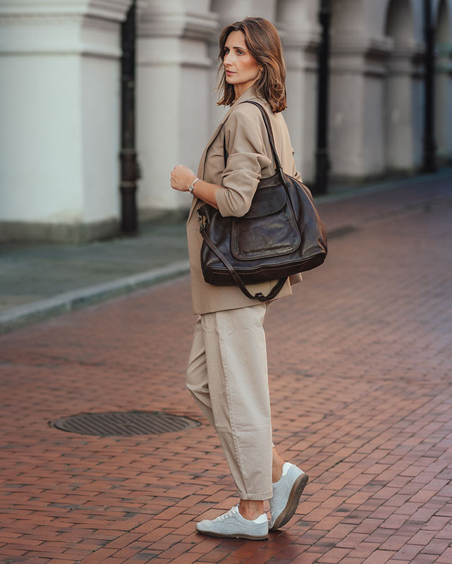 MARCO MAZZINI Torebka skórzana shopper bag ispirato dalla natura brąz