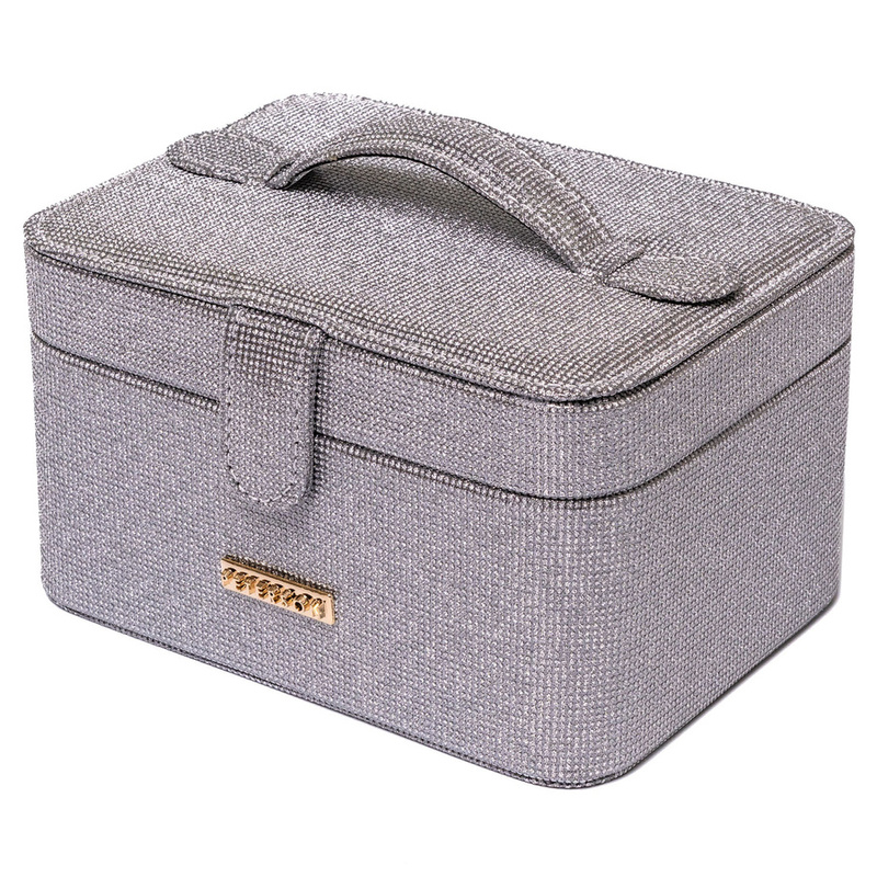 Szara szkatułka na biżuterię zamykana zamkiem magnetycznym - Peterson