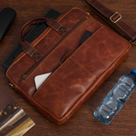 Torba męska skórzana na laptopa ramię komputer duża brązowa Beltimore N04