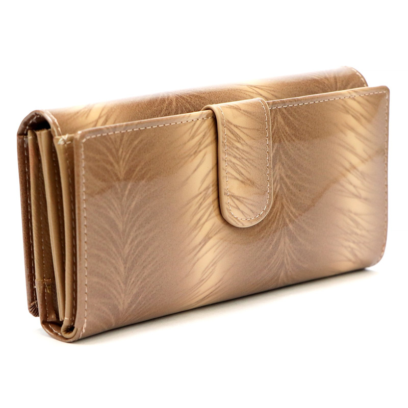 Lakierowany duży Skórzany damski portfel Gregorio