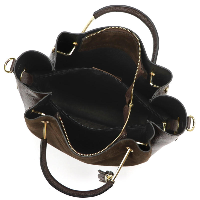 Vera Pelle damski kuferek skóra naturalna z organizerem i paskiem stylowa