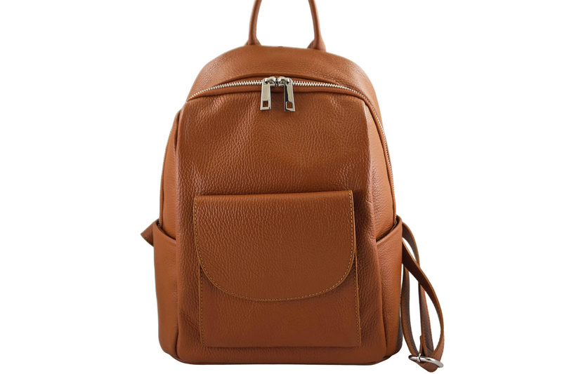 Damski plecak miejski skórzany - Brązowy jasny