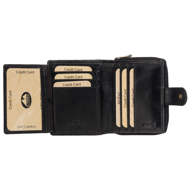 Pojemny Skórzany damski portfel kieszeń zasuwana EL FORREST RFID