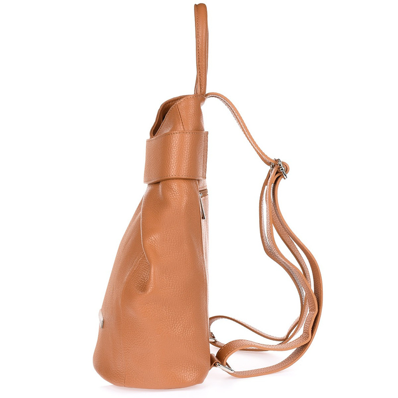 Camelowy skórzany plecak damski elegancki z zapięciem Beltimore T54