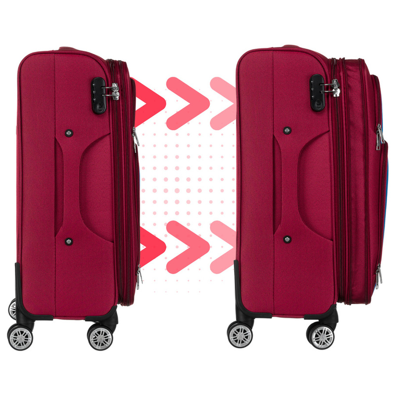 Duża walizka z wytrzymałej tkaniny poliestrowej w czerwono-niebieskim kolorze - Peterson