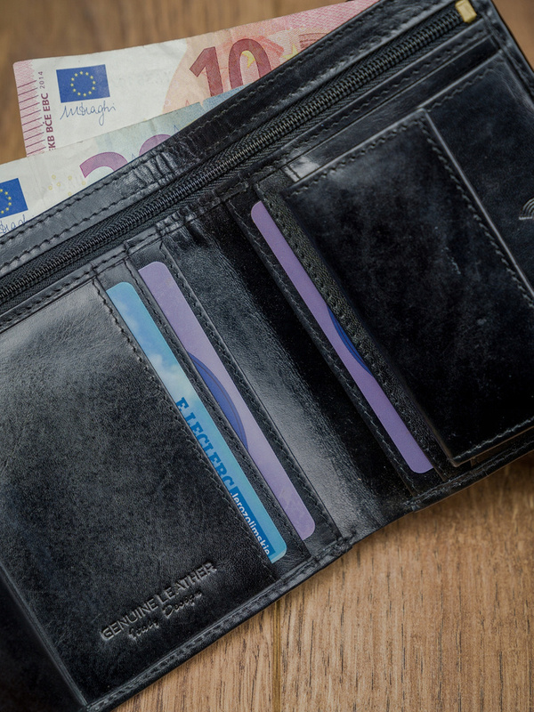 Skórzany Pionowy męski portfel z RFID od Rovicky