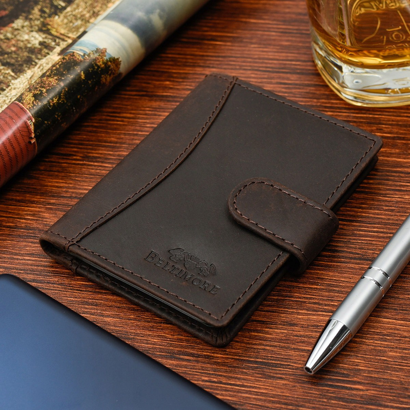 Etui na dokumenty karty skórzane slim Beltimore Jasny  brąz G78