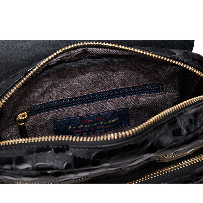 Torebka damska z efektem kropli czarna Canaletto złote wykończenia TD690s258