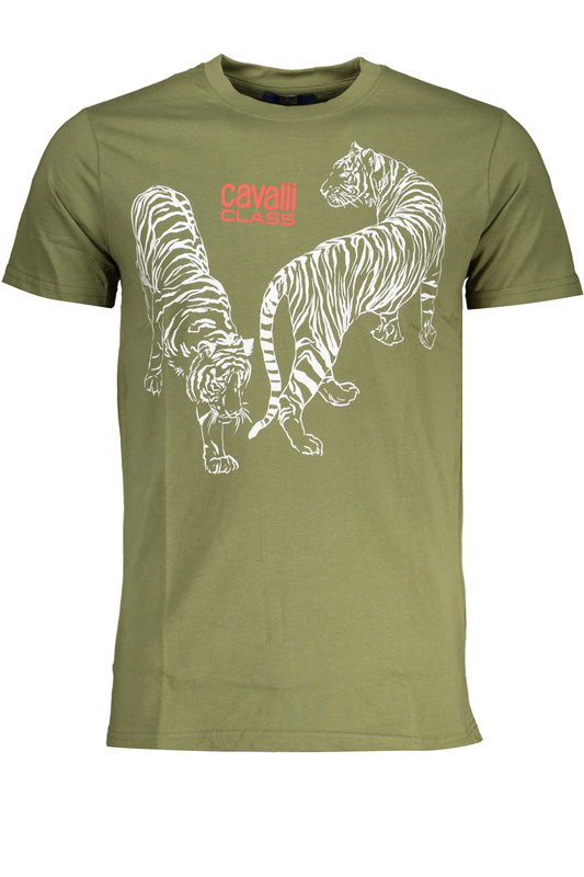 ZIELONY T-SHIRT MĘSKI Z KRÓTKIM RĘKAWEM KLASY CAVALLI