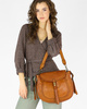 Marco Mazzini Torebka classic saddle bag ze skóry naturalnej na ramie brąz camel