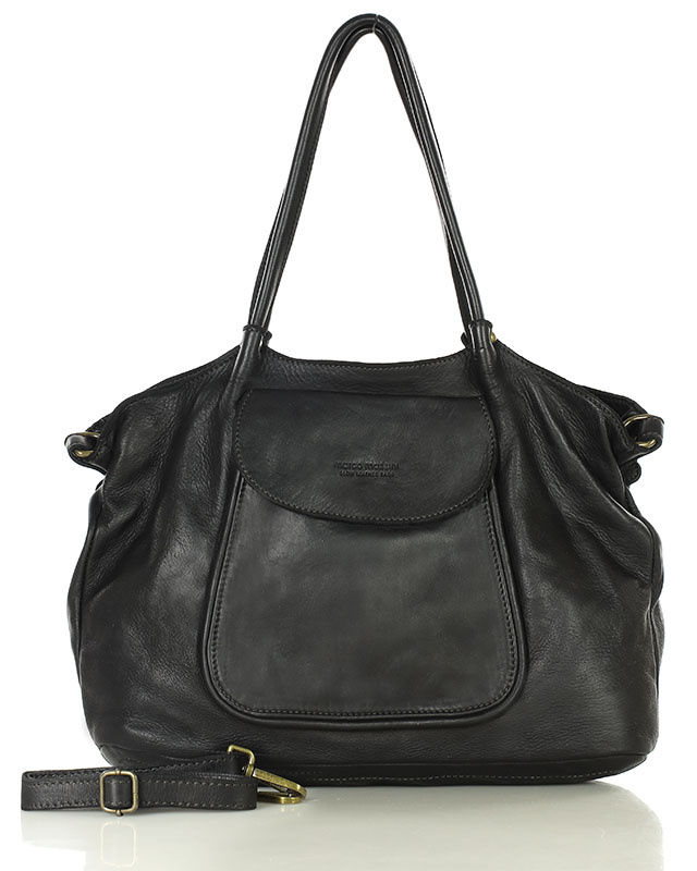 MARCO MAZZINI Torebka skórzana shopper bag ispirato dalla natura brąz