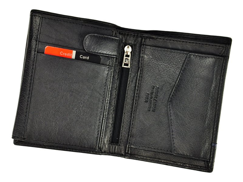 Pierre Cardin duży męski portfel skóra naturalna pionowy składany z RFID