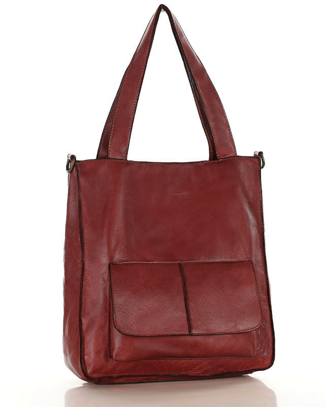 Torebka damska shopper A4 skóra naturalna - MARCO MAZZINI czerwona