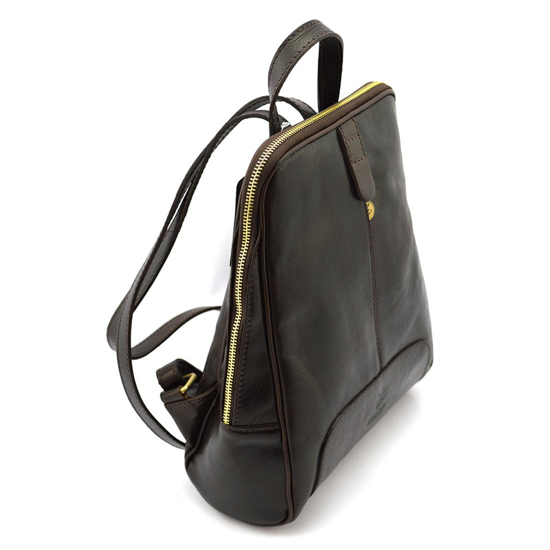 Florence Miejski Damski plecak skóra naturalna z kieszeniami na suwak