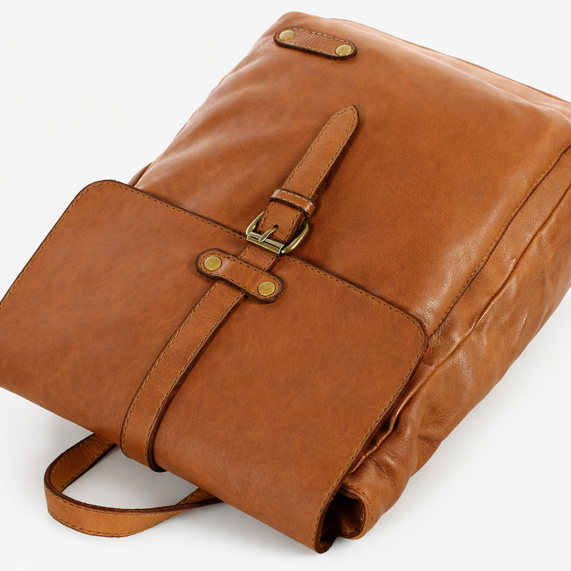 MARCO Miejski plecak skórzany w stylu old look handmade leather brąz camel