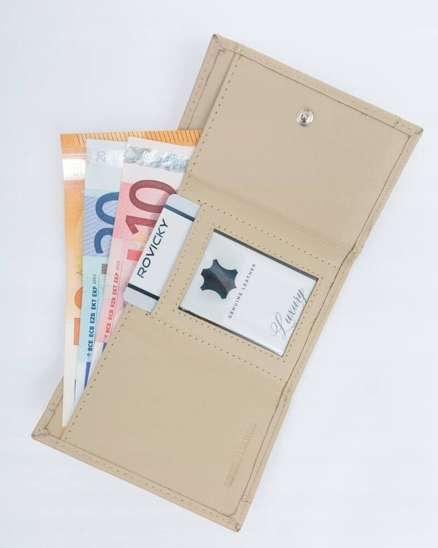 Rovicky mały damski portfel skóra naturalna zgrabna portmonetka pojemna