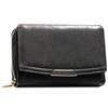 Czarny portfel damski ze skóry ekologicznej zamykany na zatrzask i suwak - Peterson