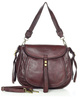Marco Mazzini Torebka classic saddle bag ze skóry naturalnej na ramie bordowa